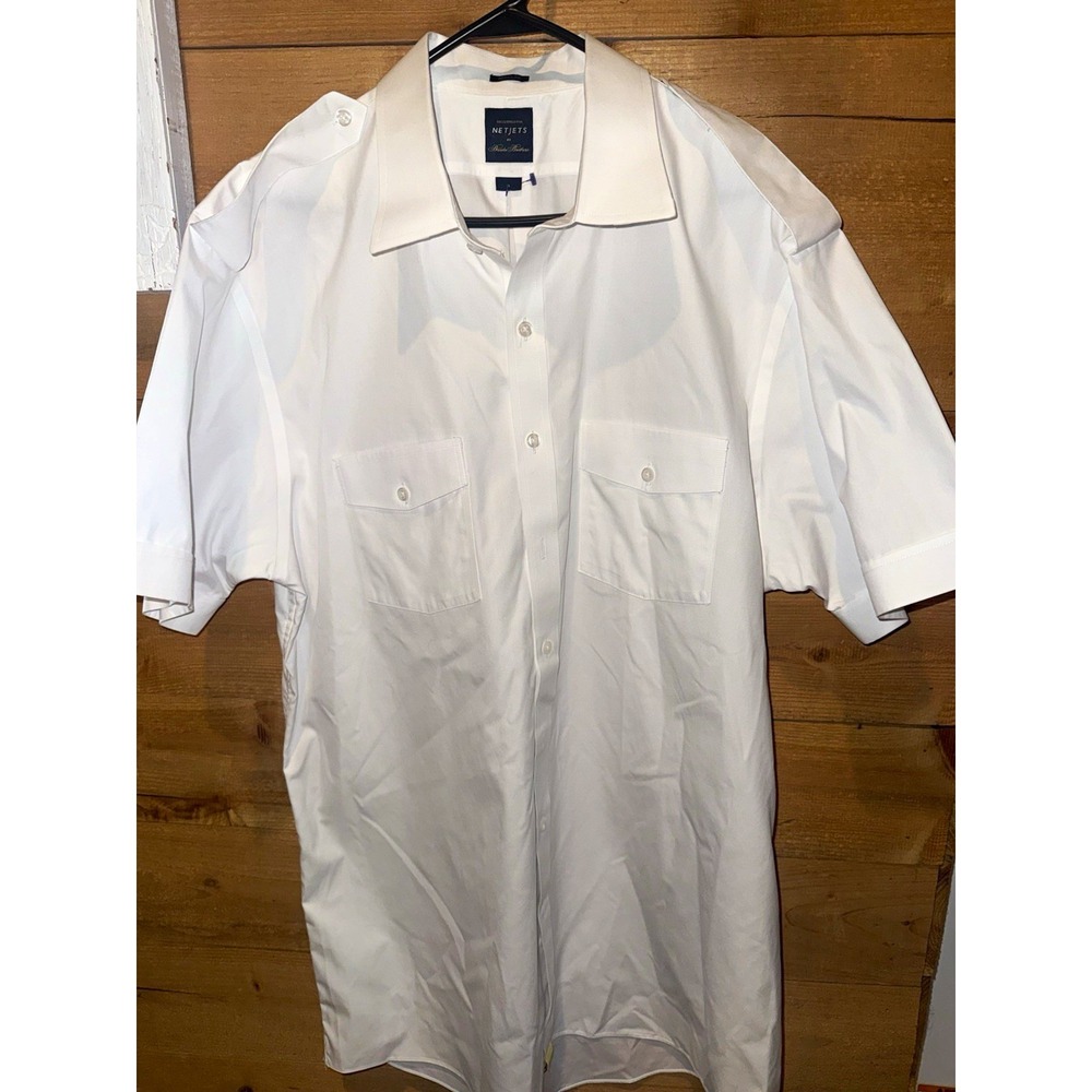 NEW Brooks Brothers NetJets Men's Solid Short Sleeve Dress Shirt Regular Fit